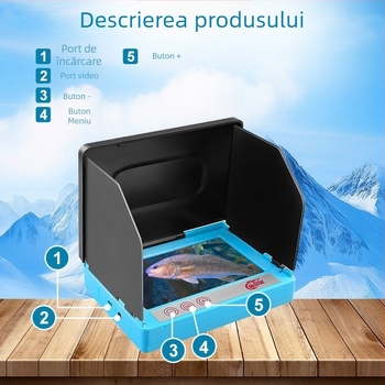 Detector de pește subacvatic cu afișaj vizual HD și vedere nocturnă infraroșu, complet impermeabil, adâncime 0,6–30 m