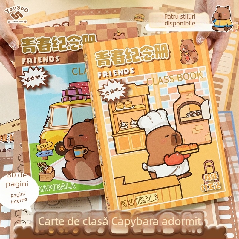 Capybara Registru de colegi: Carte memorială pentru absolvirea clasei a șasea și Manual de comunicare pentru gimnaziu. Copertă de înaltă calitate; Fără personalizare; Fără import; Fără autorizare IP