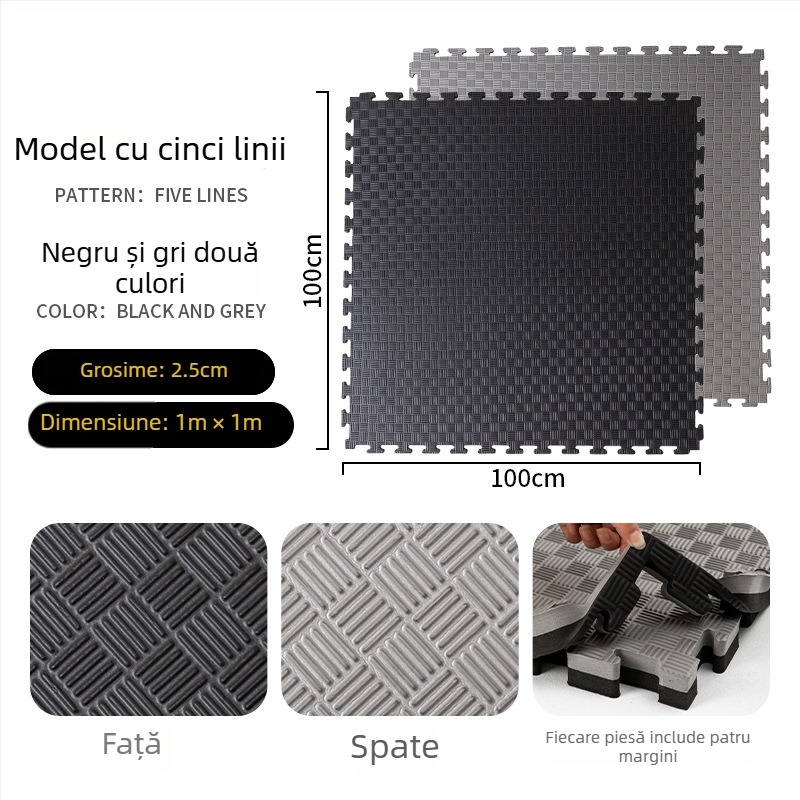 Saltea de podea pentru sala de sport – antrenament de arte marțiale, box, Taekwondo și dans • spumă • pătrată • lavabilă