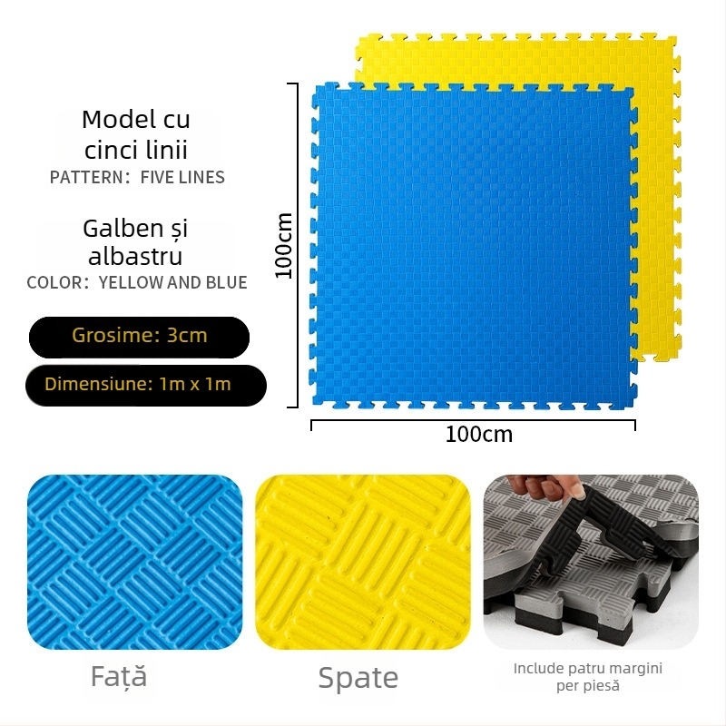 Saltea de podea pentru sala de sport – antrenament de arte marțiale, box, Taekwondo și dans • spumă • pătrată • lavabilă