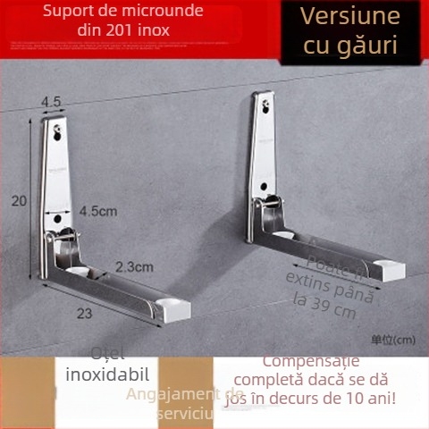 Raft din oțel inoxidabil pentru cuptor cu microunde, model S09, telescopic, 1 nivel, încărcare 100