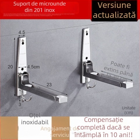 Raft din oțel inoxidabil pentru cuptor cu microunde, model S09, telescopic, 1 nivel, încărcare 100