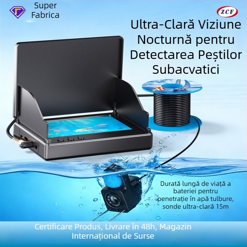 ZCF P300 Cameră subacvatică de pescuit, ecran 4,3 inch, IP68, lungime de lucru 1500/3000, 200W pixeli
