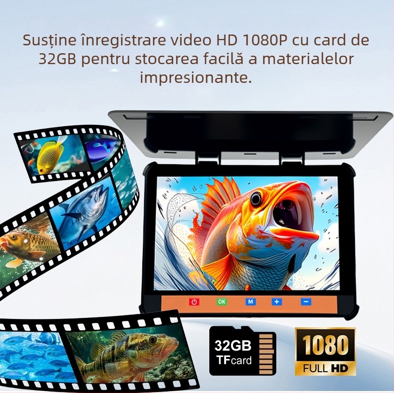 Sonar de pescuit cu viziune nocturnă și cameră subacvatică HD — adâncime 0,6–30 m; baterie Li-ion