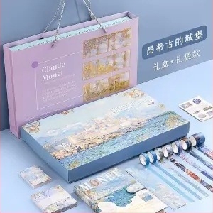 Set caiet desen în stil pictură în ulei – DIY, cutie cadou, pentru studenți