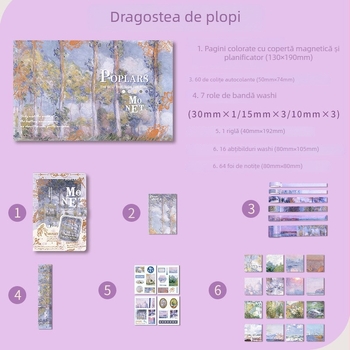 Set caiet desen în stil pictură în ulei – DIY, cutie cadou, pentru studenți