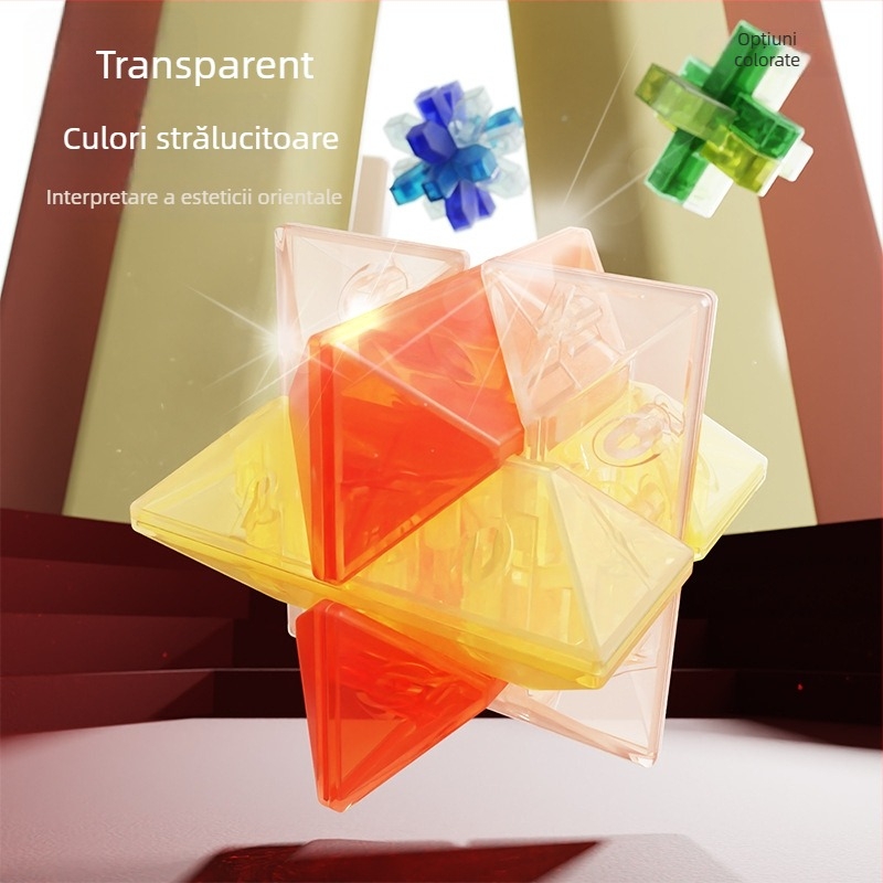 Puzzle Luban lock / Kongming lock, material ABS, antrenament pentru răbdare și dezvoltare cognitivă, ambalaj cutie colorată