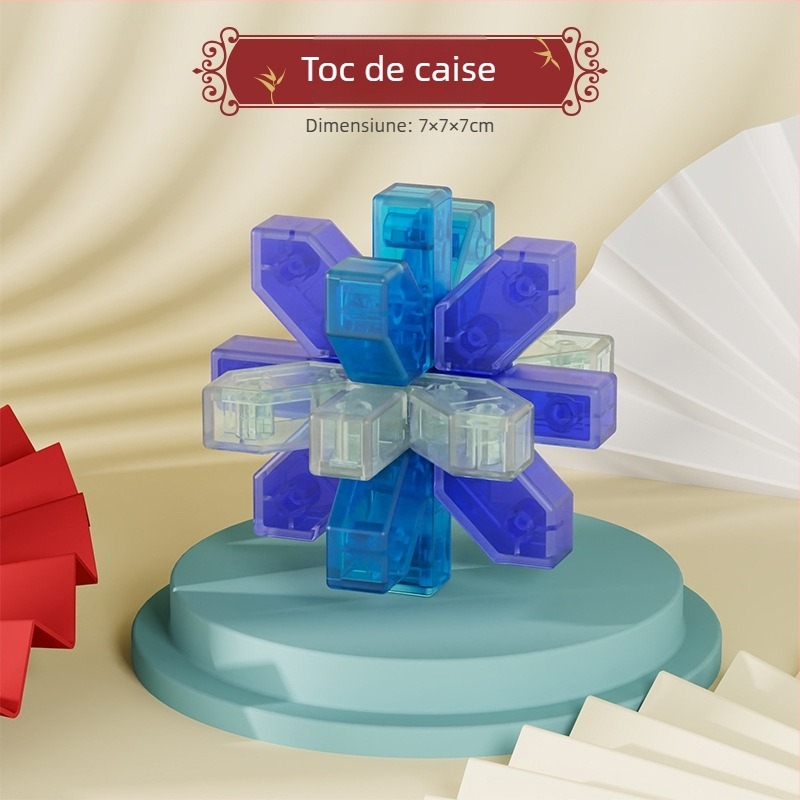 Puzzle Luban lock / Kongming lock, material ABS, antrenament pentru răbdare și dezvoltare cognitivă, ambalaj cutie colorată