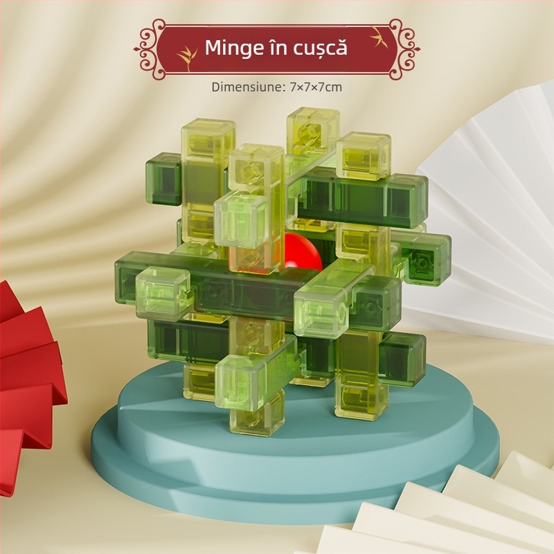 Puzzle Luban lock / Kongming lock, material ABS, antrenament pentru răbdare și dezvoltare cognitivă, ambalaj cutie colorată