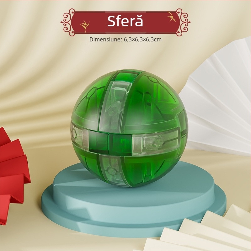 Puzzle Luban lock / Kongming lock, material ABS, antrenament pentru răbdare și dezvoltare cognitivă, ambalaj cutie colorată