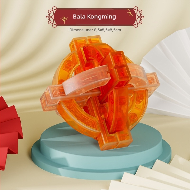 Puzzle Luban lock / Kongming lock, material ABS, antrenament pentru răbdare și dezvoltare cognitivă, ambalaj cutie colorată