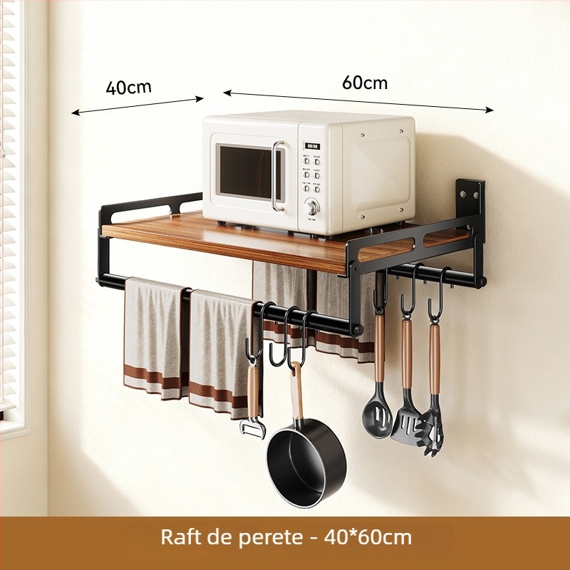 Huayu Raft de depozitare pentru bucătărie montat pe perete cu suport detașabil pentru cuptor cu microunde, Material: Plate Type, Model: 6 bucăți, Produs Nr. SG9901, Procesare: LOGO Private Label