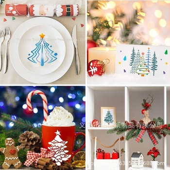 Depth Extension șablon PET pentru pictură de Crăciun pentru copii, accesoriu de pulverizare cu decupaje, material PET, import: Nu, autorizare IP: Nu