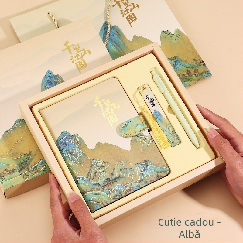 Set cadou de caiet în stil chinezesc, copertă PU, legare cu adeziv, hârtie Dowling 80 g, 50–100 de pagini, jurnal de afaceri creativ