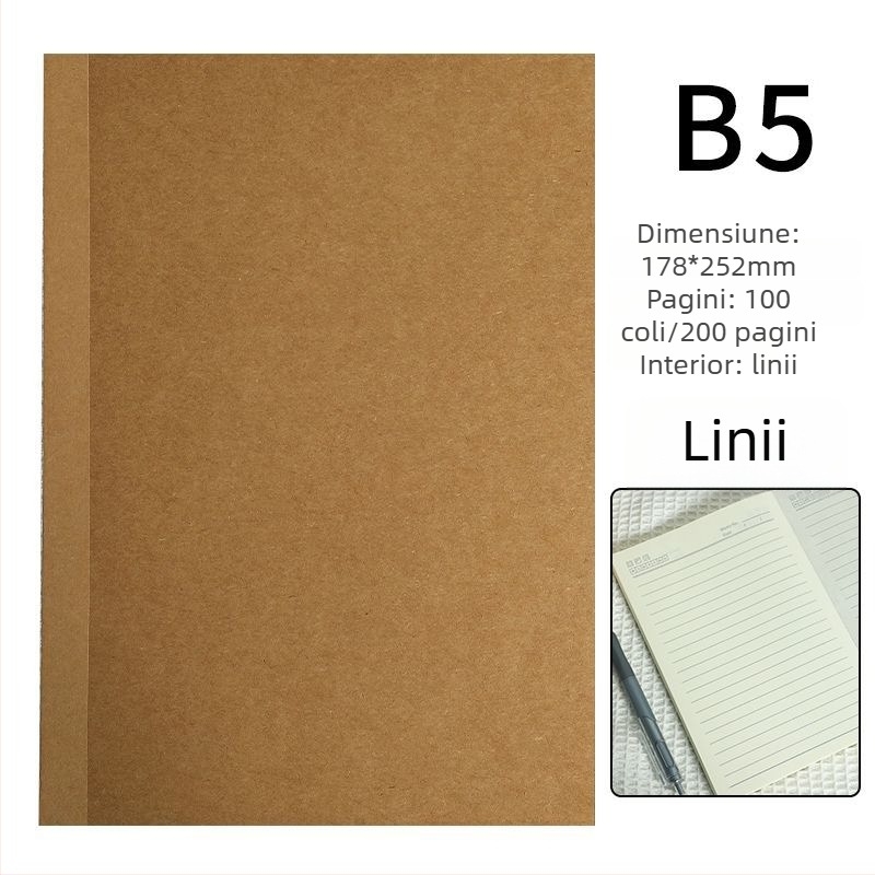 Jurnal de schițe cu copertă din kraft, legare cu sârmă, Dowling hârtie 80 g/m², 100–200 pagini