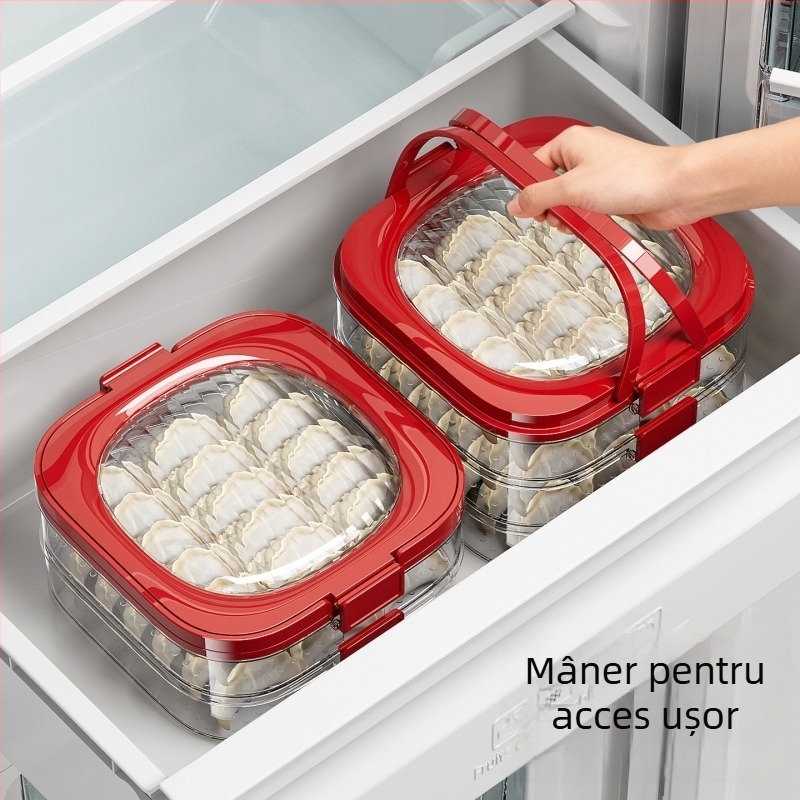 Cutie depozitare găluște chinezești — plastic, portabilă, păstrarea prospețimii, etanșare, stil Nordic