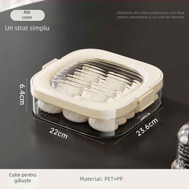 Cutie depozitare găluște chinezești — plastic, portabilă, păstrarea prospețimii, etanșare, stil Nordic