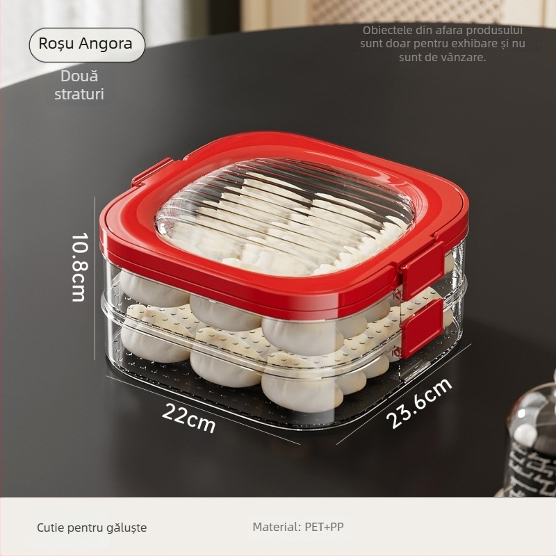 Cutie depozitare găluște chinezești — plastic, portabilă, păstrarea prospețimii, etanșare, stil Nordic