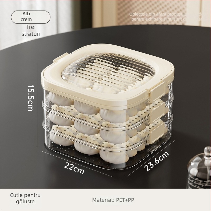 Cutie depozitare găluște chinezești — plastic, portabilă, păstrarea prospețimii, etanșare, stil Nordic