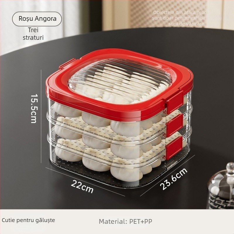 Cutie depozitare găluște chinezești — plastic, portabilă, păstrarea prospețimii, etanșare, stil Nordic