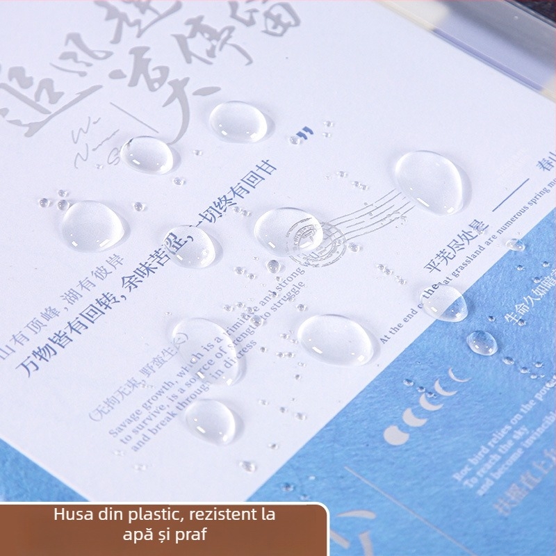 Caiet cu etichete și pagini de clasificare, copertă din hârtie, legare cu adeziv și ață, hârtie interioară dublu acoperită, 100–200 de pagini, stil business office minimalist