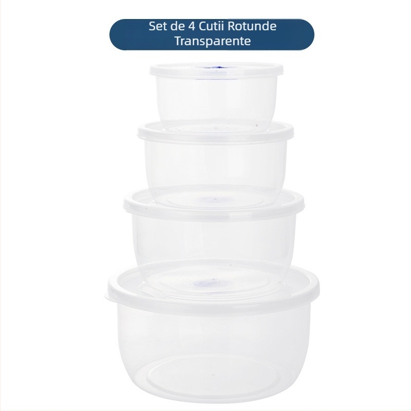 Cutie de prânz pentru microunde, rotundă, patru compartimente, PP material