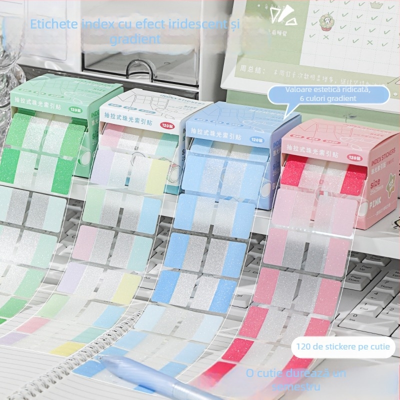 Ballard Etichete lipicioase pentru note cu index – detașabile, rezistente la apă, marker fluorescent, 120 de etichete pe cutie