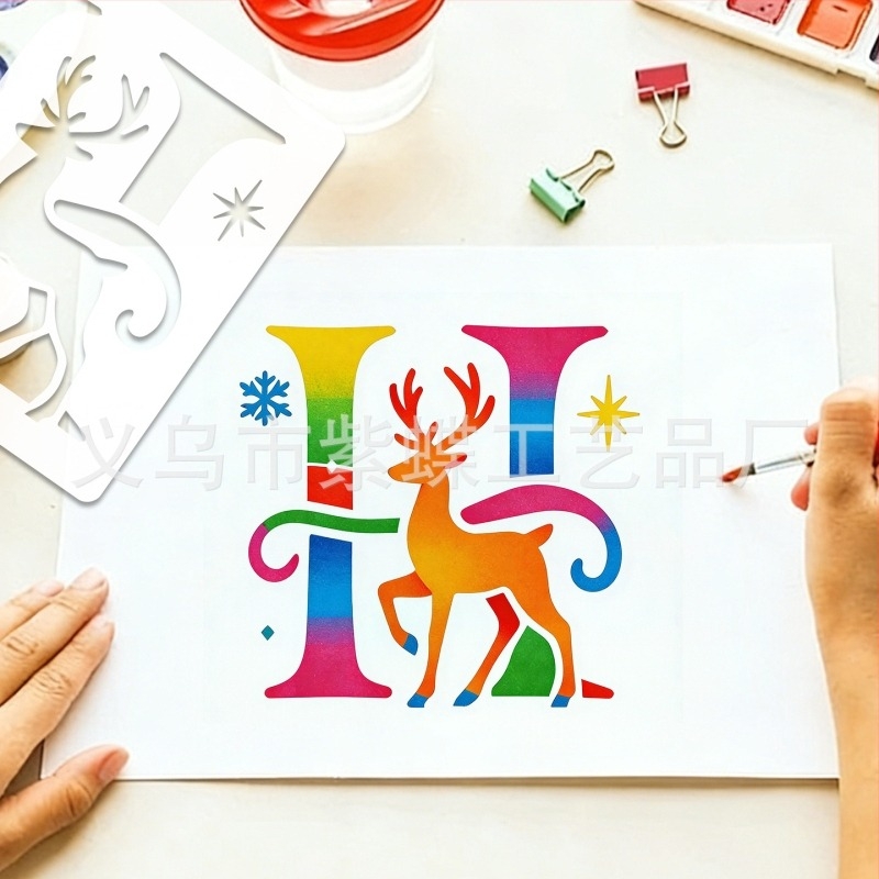 Șablon alfabet gol pentru DIY pictură cu pulverizare – atmosferă de iarnă | PET | Cod SJX-78