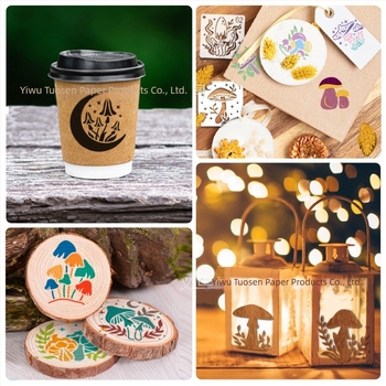 64 de șabloane decupate cu ciuperci forestiere, PET material, pentru pictură pentru copii