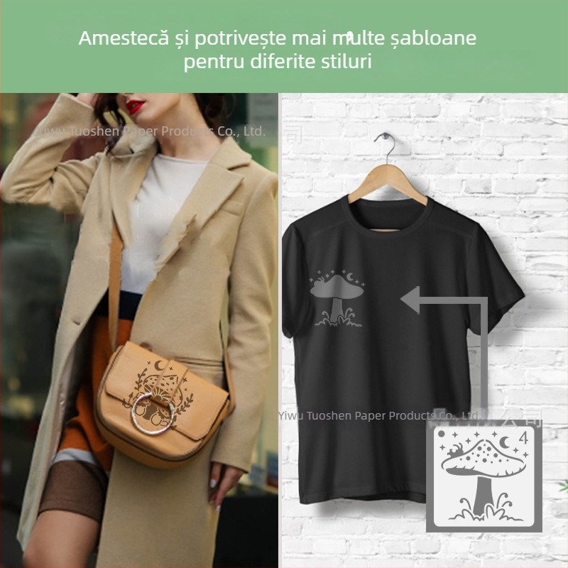 64 de șabloane decupate cu ciuperci forestiere, PET material, pentru pictură pentru copii