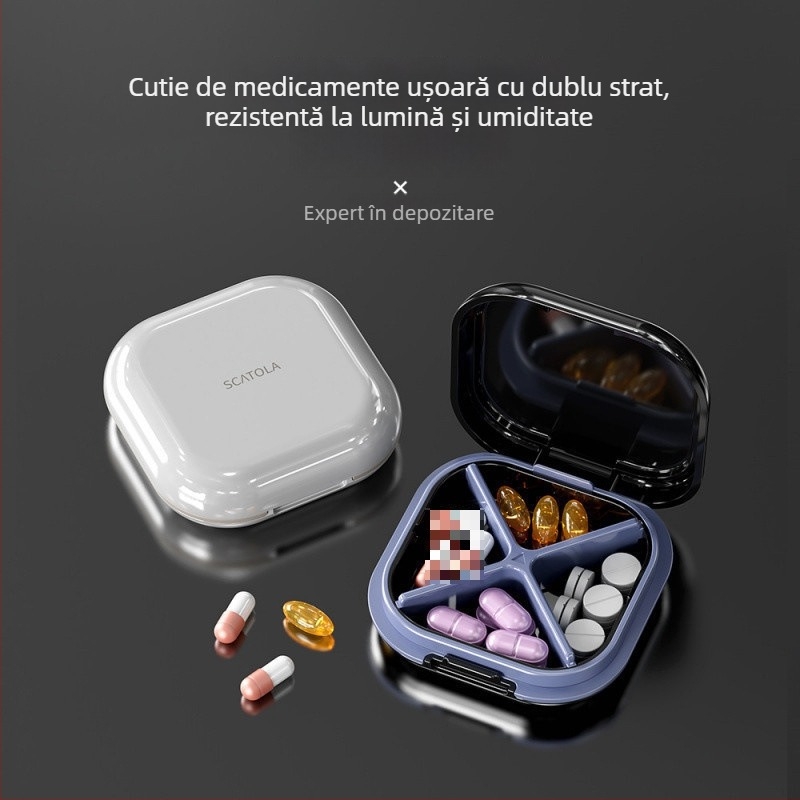 Cutie organizatorie pentru medicamente, portabilă, cu compartimente multiple, sigilată și rezistentă la umiditate, ABS, capacitate 2 L