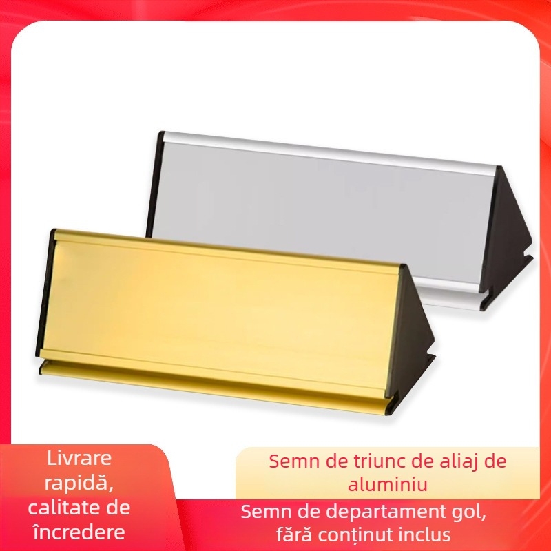 Tablă triunghiulară din aliaj de aluminiu – semnal de securitate personalizabil pentru birou și materiale culturale; origine: China (Linyi, Shandong); material: aliaj de aluminiu; personalizare: da; utilizare: semnal de securitate