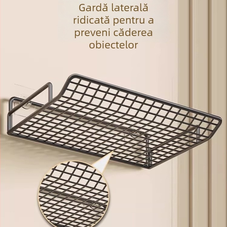 Raft de stocare pentru router - suport montat pe perete din oțel, pentru router și set-top box, 1 etaj, potrivit pentru cămin studențesc.