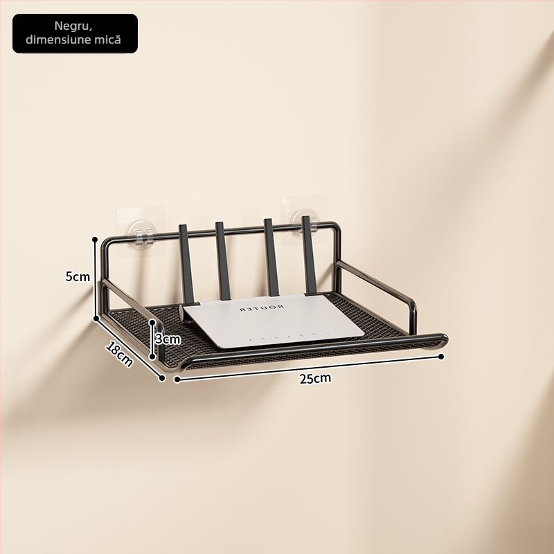 Raft de stocare pentru router - suport montat pe perete din oțel, pentru router și set-top box, 1 etaj, potrivit pentru cămin studențesc.