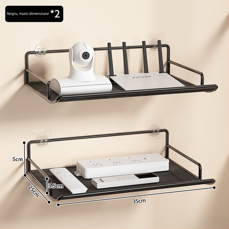 Raft de stocare pentru router - suport montat pe perete din oțel, pentru router și set-top box, 1 etaj, potrivit pentru cămin studențesc.