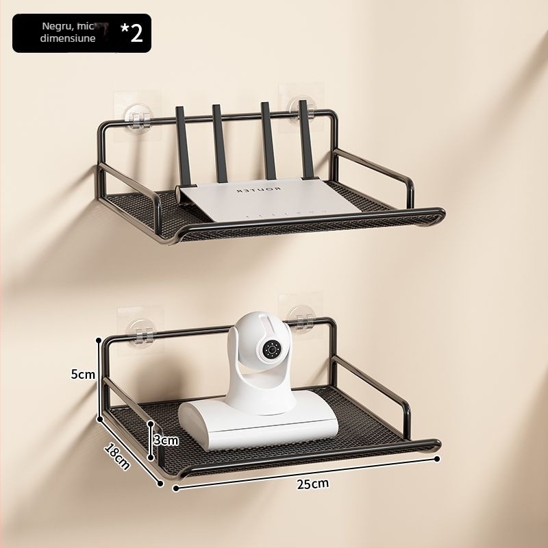 Raft de stocare pentru router - suport montat pe perete din oțel, pentru router și set-top box, 1 etaj, potrivit pentru cămin studențesc.