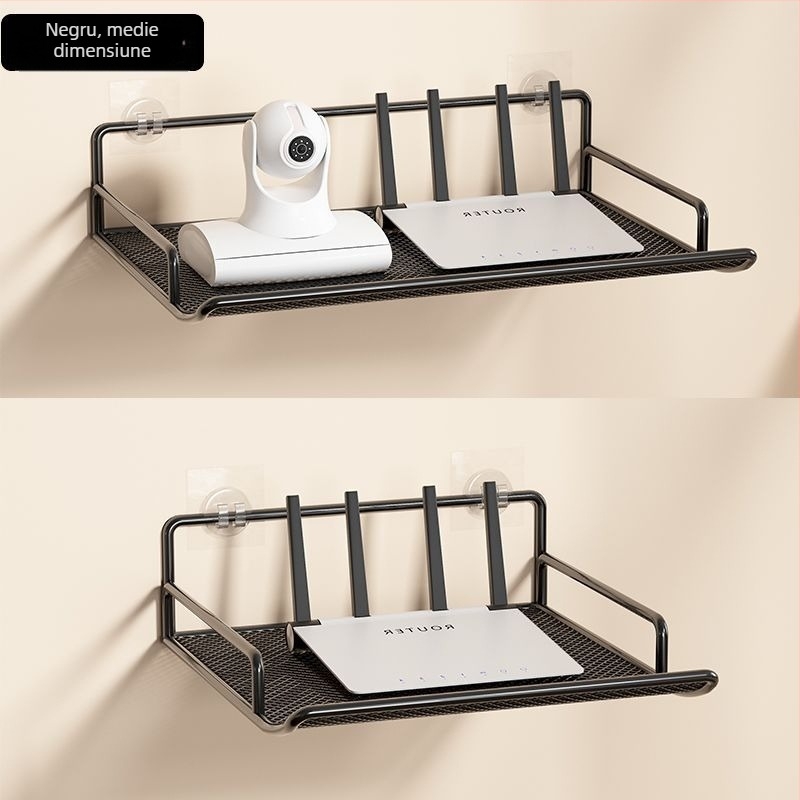 Raft de stocare pentru router - suport montat pe perete din oțel, pentru router și set-top box, 1 etaj, potrivit pentru cămin studențesc.