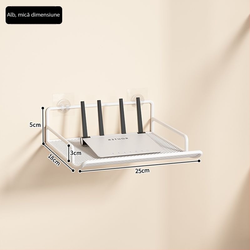 Raft de stocare pentru router - suport montat pe perete din oțel, pentru router și set-top box, 1 etaj, potrivit pentru cămin studențesc.