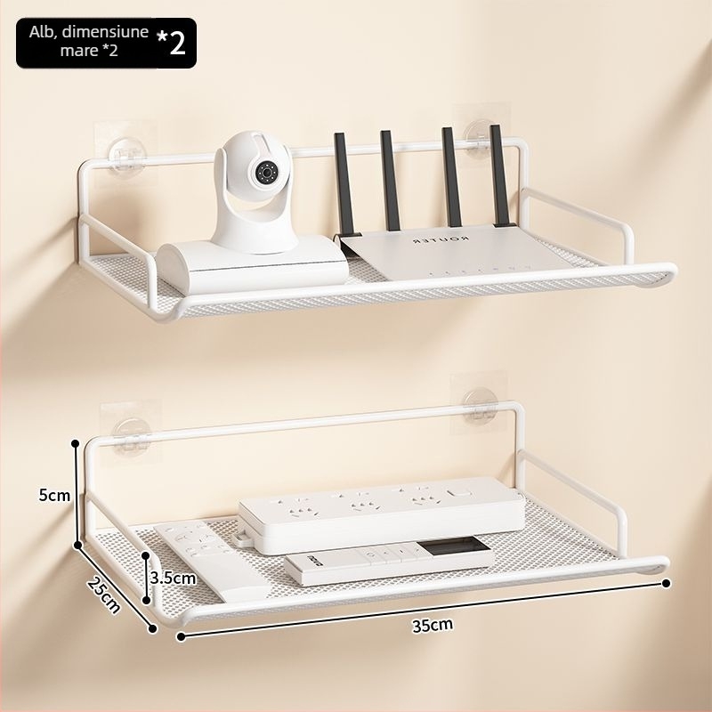 Raft de stocare pentru router - suport montat pe perete din oțel, pentru router și set-top box, 1 etaj, potrivit pentru cămin studențesc.
