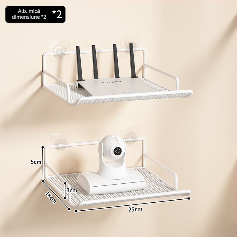 Raft de stocare pentru router - suport montat pe perete din oțel, pentru router și set-top box, 1 etaj, potrivit pentru cămin studențesc.