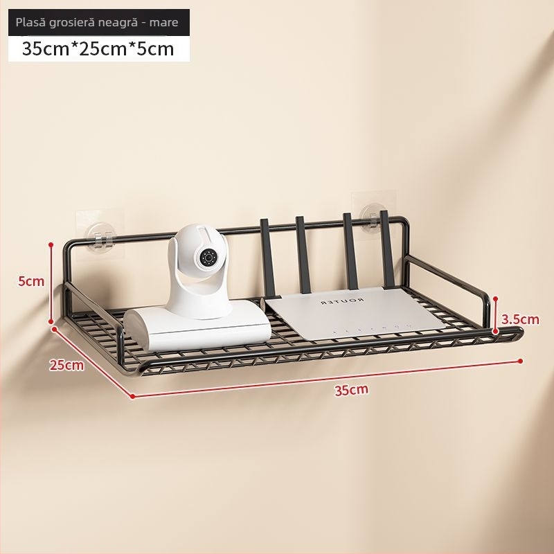 Raft de stocare pentru router - suport montat pe perete din oțel, pentru router și set-top box, 1 etaj, potrivit pentru cămin studențesc.