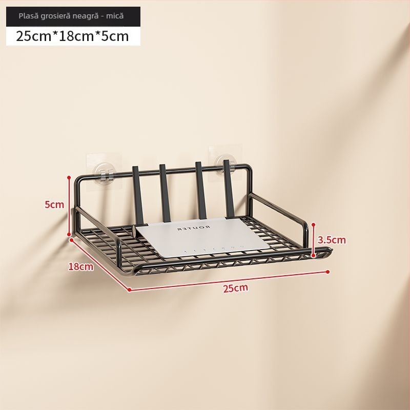 Raft de stocare pentru router - suport montat pe perete din oțel, pentru router și set-top box, 1 etaj, potrivit pentru cămin studențesc.