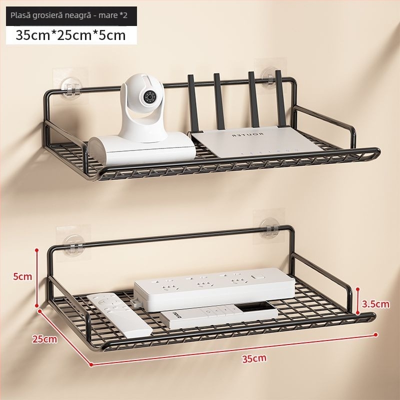Raft de stocare pentru router - suport montat pe perete din oțel, pentru router și set-top box, 1 etaj, potrivit pentru cămin studențesc.