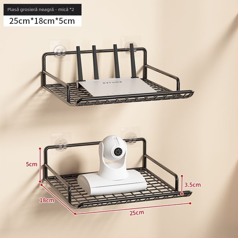 Raft de stocare pentru router - suport montat pe perete din oțel, pentru router și set-top box, 1 etaj, potrivit pentru cămin studențesc.