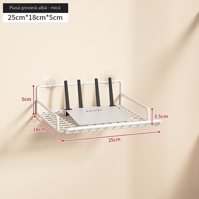 Raft de stocare pentru router - suport montat pe perete din oțel, pentru router și set-top box, 1 etaj, potrivit pentru cămin studențesc.