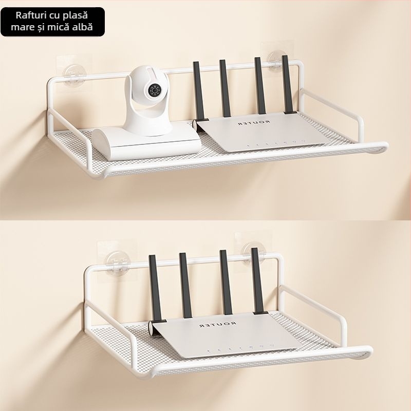 Raft de stocare pentru router - suport montat pe perete din oțel, pentru router și set-top box, 1 etaj, potrivit pentru cămin studențesc.