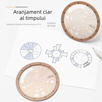 Riglă rotativă Kokuyo pentru accesorii MO planner, stil pictogramă și stil programare, cerc împărțit, ABS+PC, modern minimalist, realizată manual