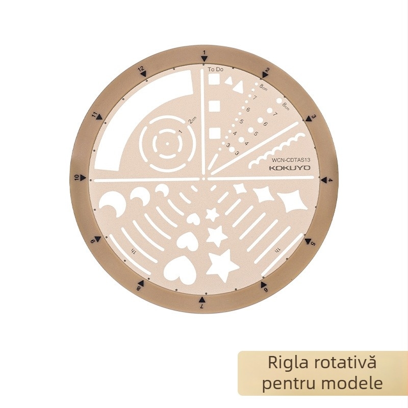 Riglă rotativă Kokuyo pentru accesorii MO planner, stil pictogramă și stil programare, cerc împărțit, ABS+PC, modern minimalist, realizată manual