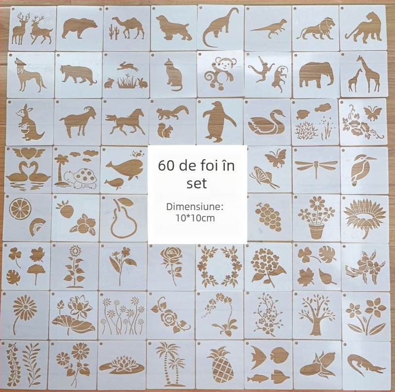 Șabloane de pictură animale și plante, riglă PET flexibilă cu interior gol pentru desen, unelte de desen; Brand: Altul, Fără import, Drepturi IP: Neautorizate