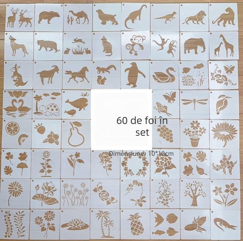 Șabloane de pictură animale și plante, riglă PET flexibilă cu interior gol pentru desen, unelte de desen; Brand: Altul, Fără import, Drepturi IP: Neautorizate